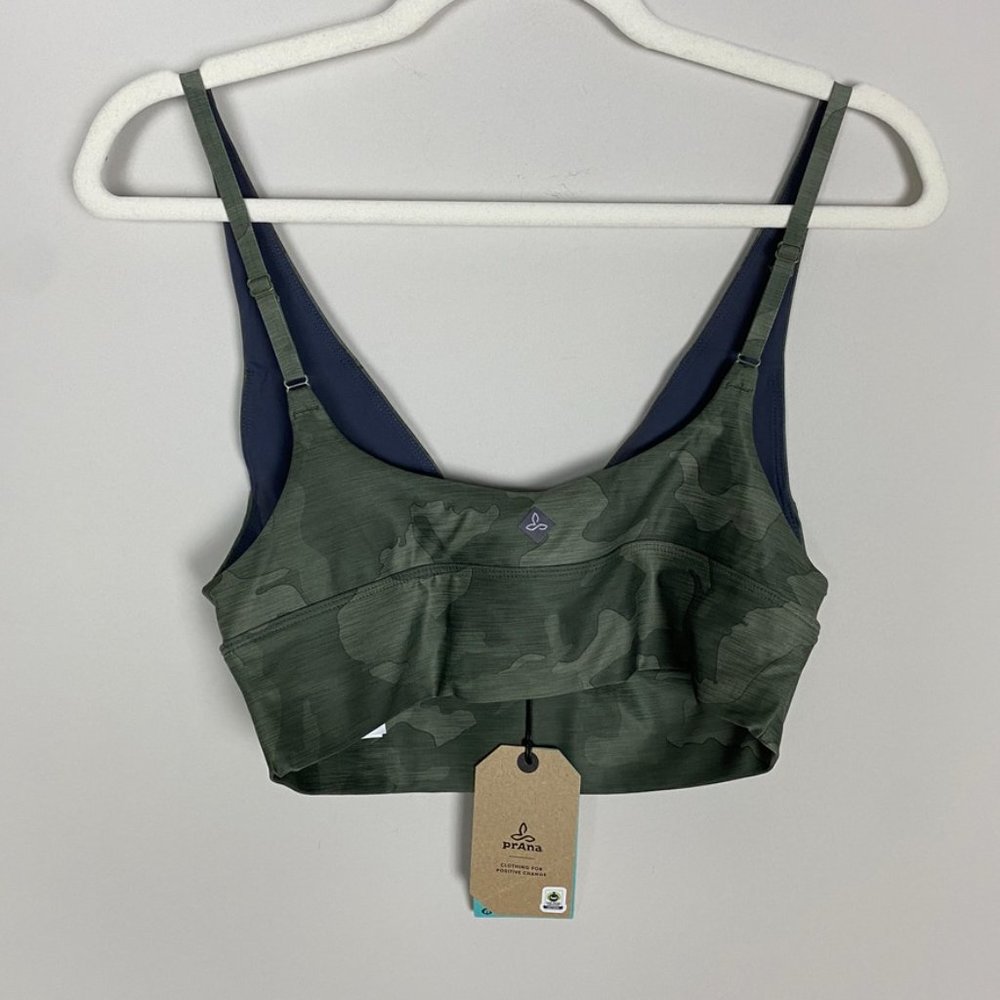 Prana Layna Brami Sage Green Camo Sports Bra Womens XL - Picture 4 of 5